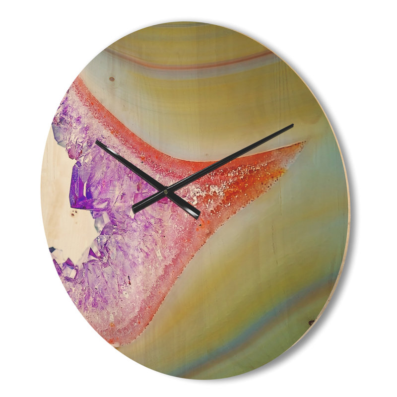 Agate naturelle - Horloge murale moderne en bois, Petit