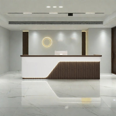 Computer Desk, Front Desk & Writing Desk with Spacious Storage and Lockable Drawers for Office or Reception Area by OX Art Reception Desk