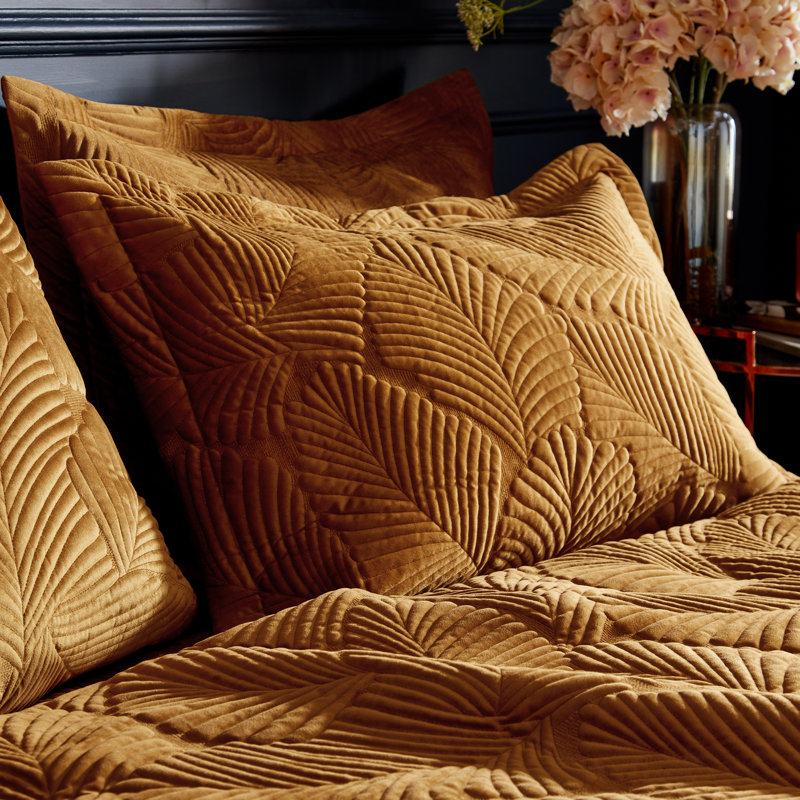 Floral Duvet Cover Set with Pillowcases, Gold, Super King - 2 Standard Pillowcases