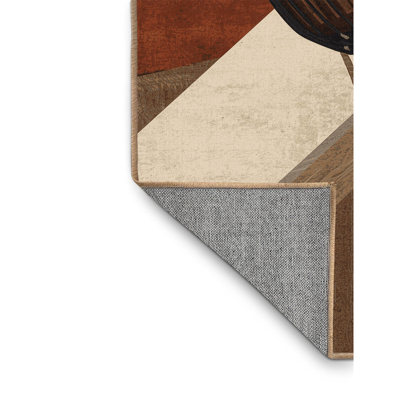 Machine Washable Osnas Djembe Modern Rustic Wood & Shiplap Rug in Brown – LightBrown Binding, 2x4