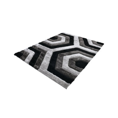 NYC Shag Performance Black Grey Area Rug