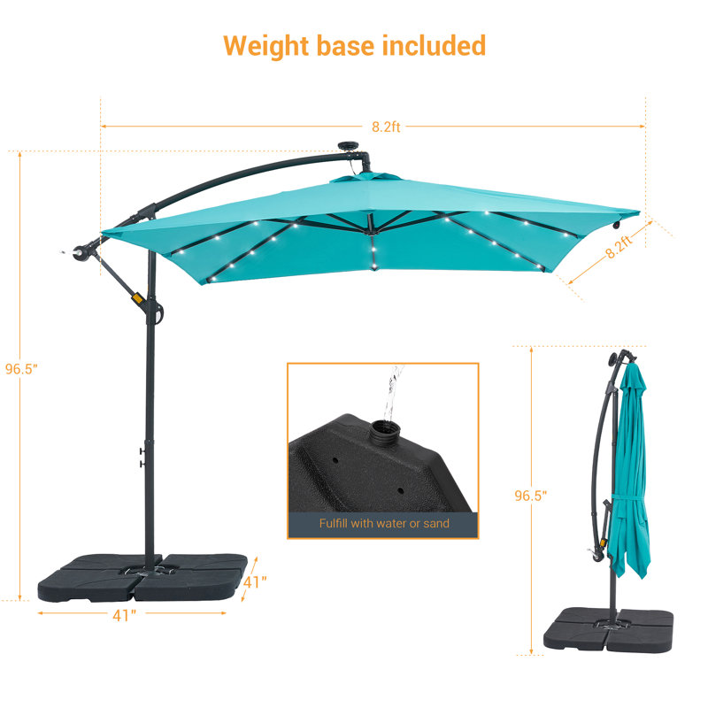 Parasol en porte-à-faux 98,4 po Dannii-Leigh, Bleu lac