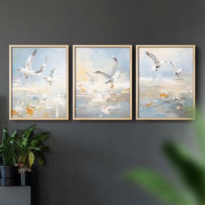 Sea and Shore  Series  CIII  -Set Of 3 Framed Giclee Prints -Ready to Hang