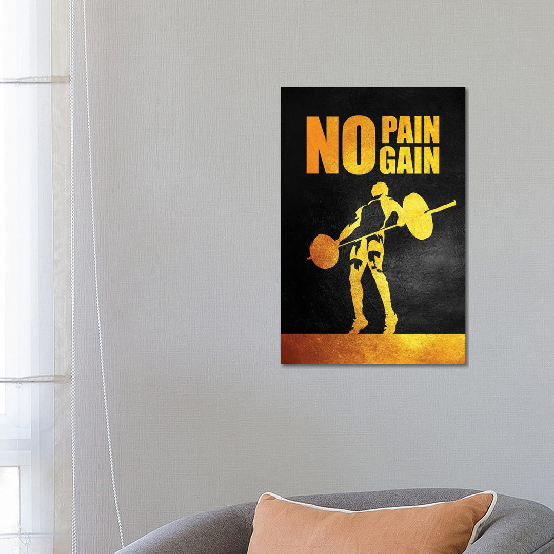 No Pain No Gain - Gym Edition by Adrian Baldovino - Wrapped Canvas Print