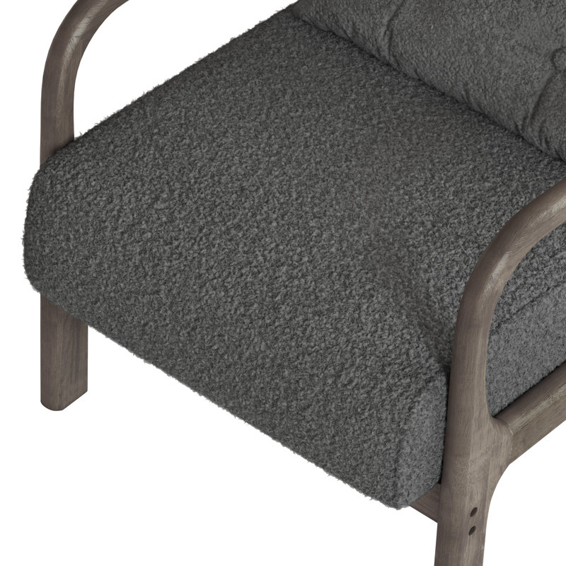 Fauteuil en velours / similicuir de 25,79 po de large Fareham, Velours peluche gris foncé