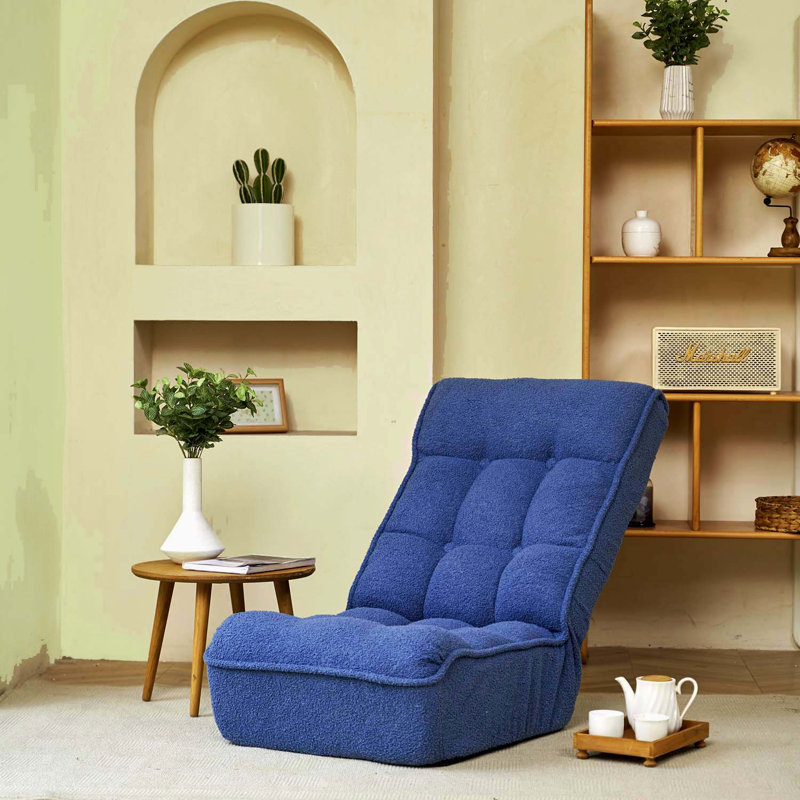Modern Single Sofa, 100% Linen Blue
