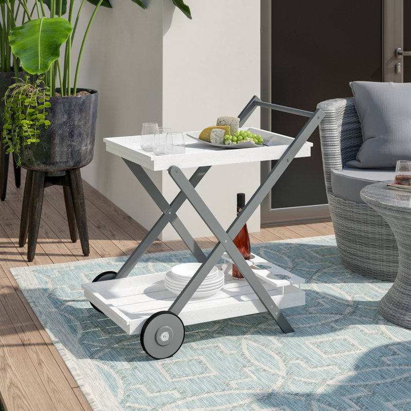 Osier Solid Wood Bar Cart, Grey