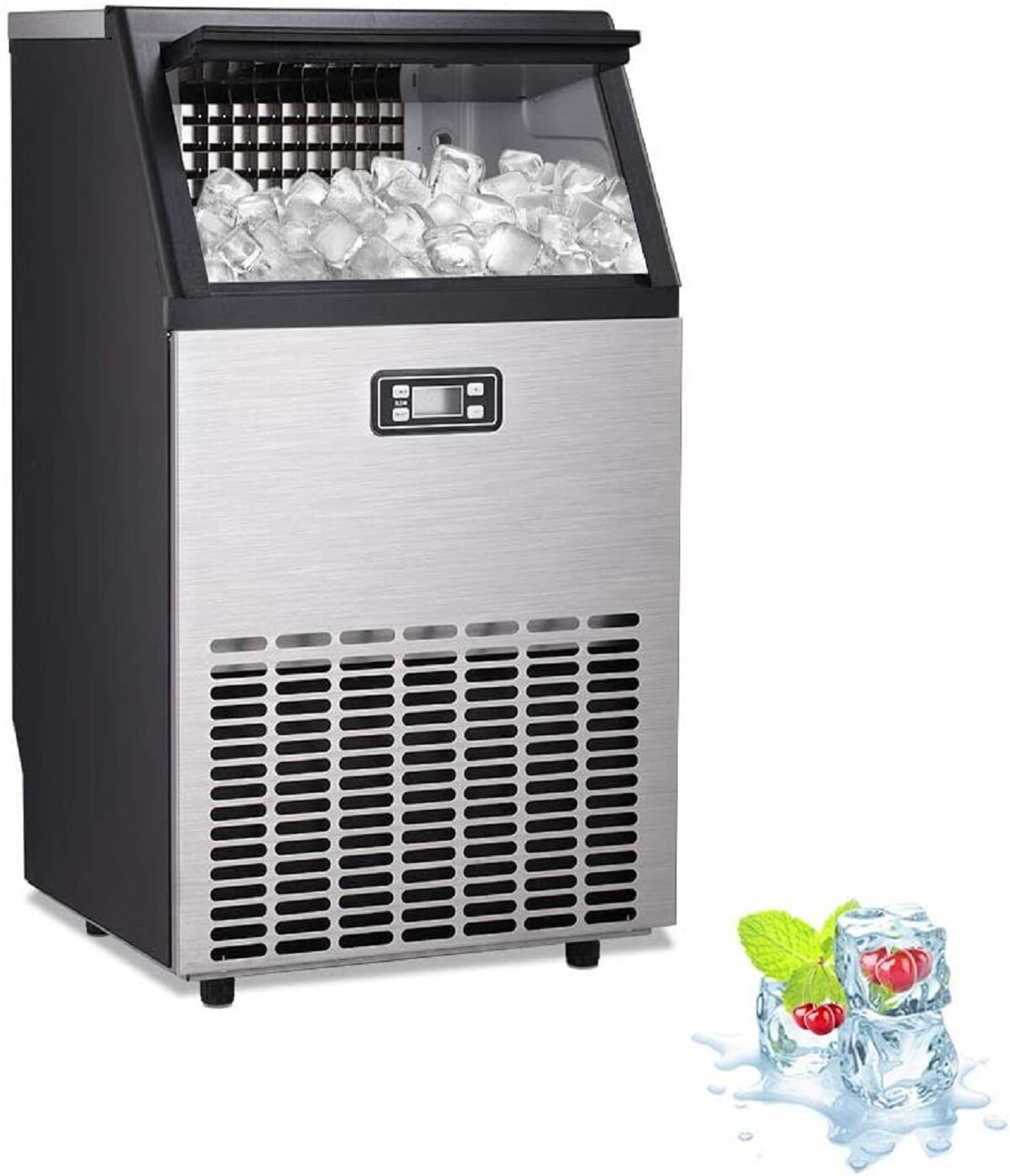 KELIVOL 100 Lb. Daily Production Cube Clear Ice Freestanding Ice