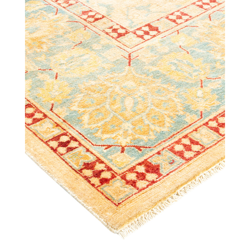 Hand-Knotted Ivory Wool Rectangular 8' x 10' Area Rug