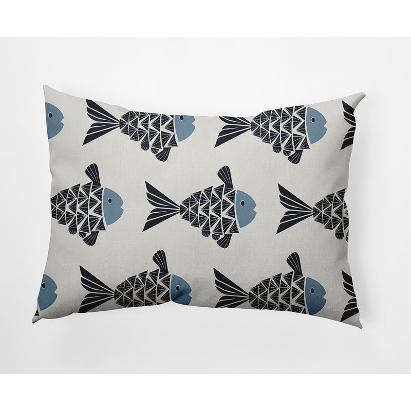 Fish Tales Pillow Cover & Insert PAN426, Dusty Smoke, 14" x 20"