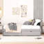 Lit plateforme simple gris avec tiroirs pour plus de rangement et optimisation de l'espace-551270174