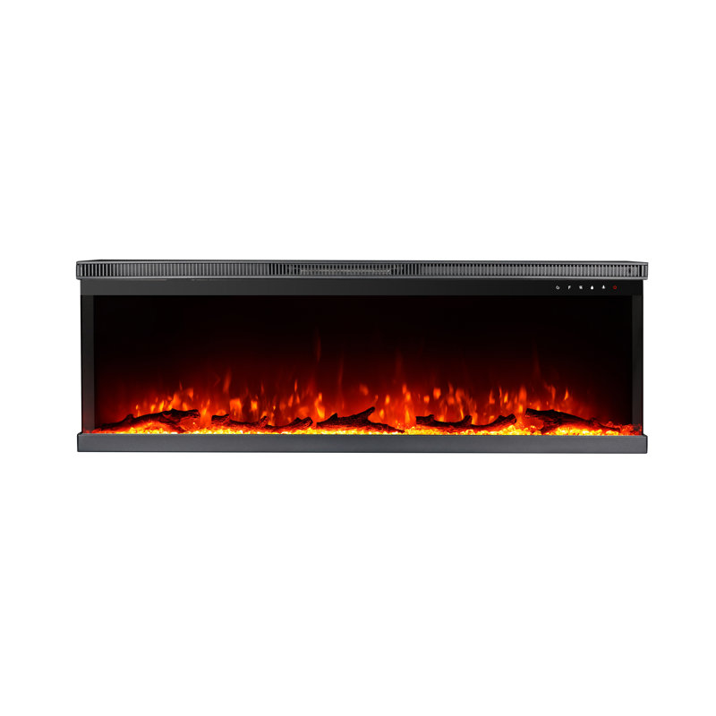 17 Stories, 50" 3-Side Panoramic Insert Fire, Log Crystal Bed