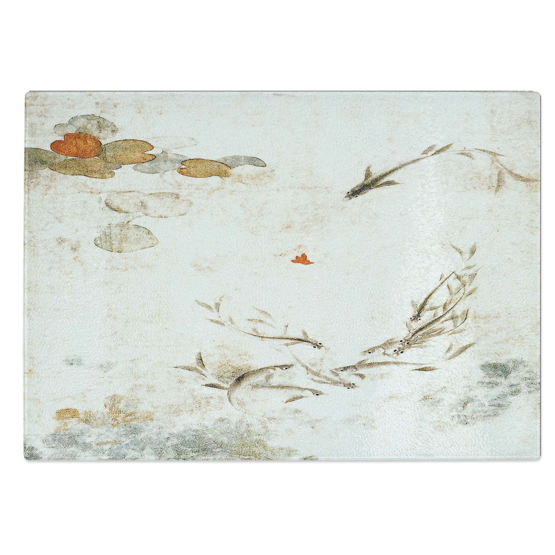 Tempered Glass Swimming Fish in a Pond by Yun Shouping Chopping Board