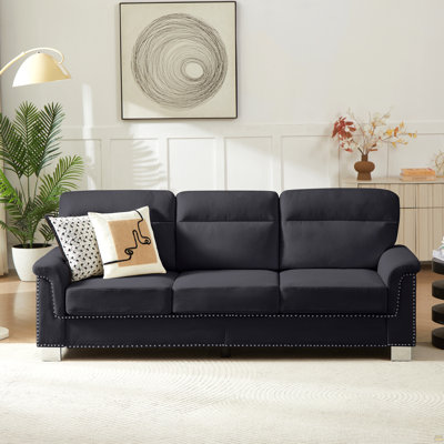 82" Modern Compressed Snowfleece Fabric 3-Seater Sofa