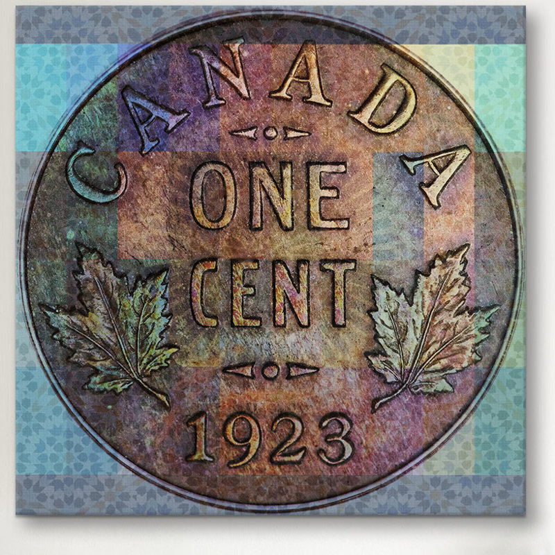Canada One Cent # 2 - Impression sur toile, H 12 po x l 12 po x P 1,5 po