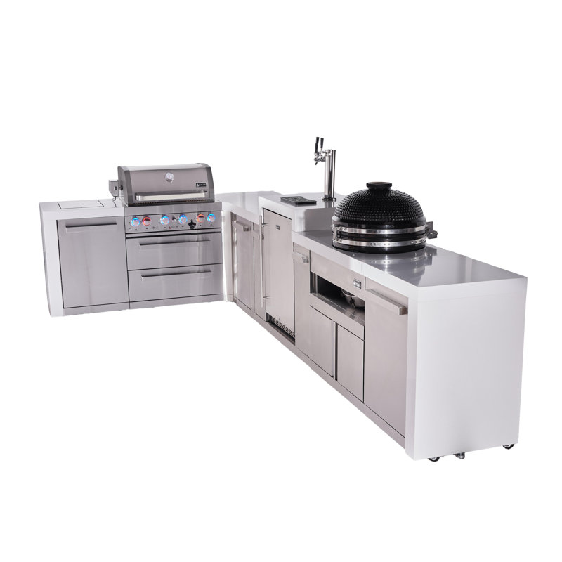 Barbecue au gaz pour îlot de cuisine modulaire en acier inoxydable de luxe à 4 brûleurs de 82 po x 156 po Mont Alpi