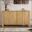 Buffet rustique à 4 portes avec tablettes réglables et finition en bois vieilli