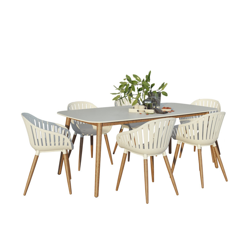 Alyisa Four Leg Dining Set, 7 Pieces: 1 Table, 6 Chairs
