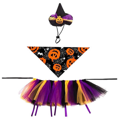 Porch Gooses Halloween Costumes Set Witch Hat Triangles Bandana Tulles Tutus Skirt Garden Lawns Gooses Statue Outfit Pumpkin Decor Yard Gooses
