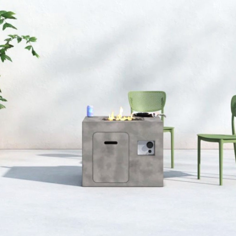 Foyer d'extérieur en béton, 24 po x 30 po, 40000, zone de combustion en acier inoxydable, utilisable toute l'année 24 po de hauteur x 30 po de largeur, compatible avec divers combustibles