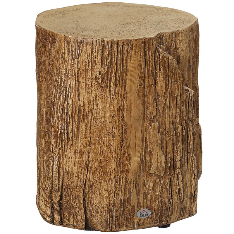 Tree Stump Stool,Round Tabletop Decorative End Table , Concrete Side Table with Wood Grain Finish for Indoors and Outdoors
