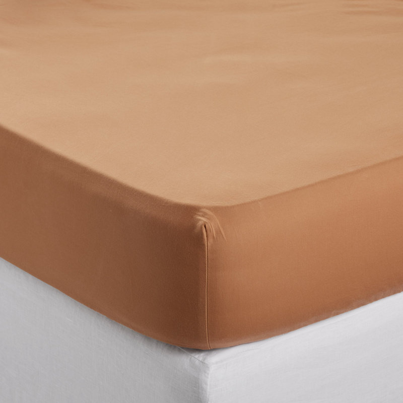 100% Cotton Plain Weave / Muslin Fitted Sheet, European Double (140 x 200 cm), Orange