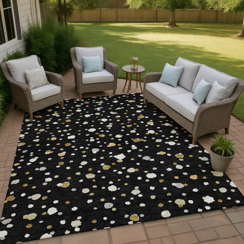 Machine Washable Indoor/Outdoor Chantille ACN2518 Geometric Rug, Rectangle 8' x 10', Black