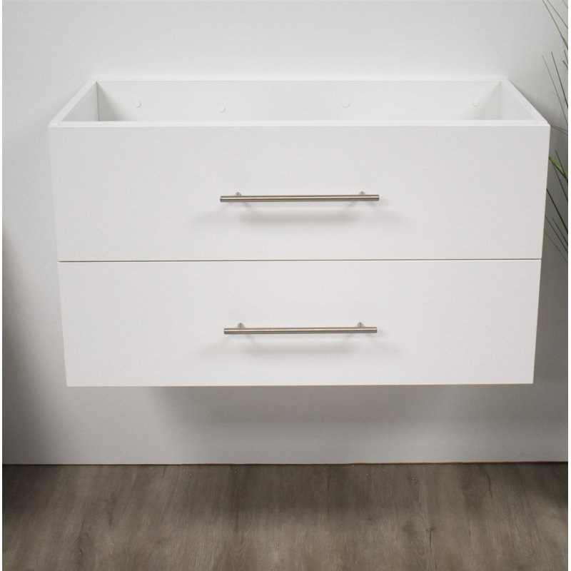 Base de meuble-lavabo mural simple 35,13 po Abdirahman, Blanc
