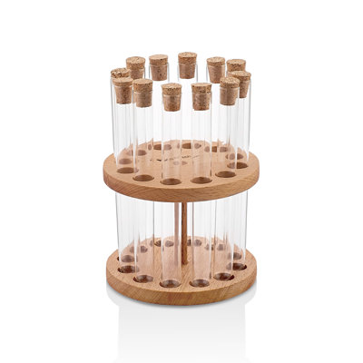 Freestanding Wood Spice Jar & Rack Set