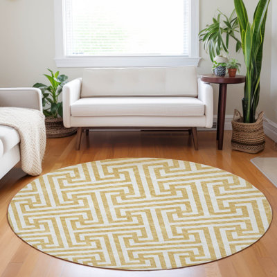 Premium Machine Washable Tweedy Gold Rug