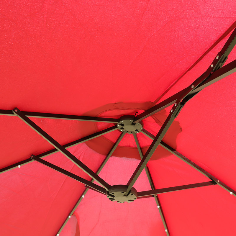 Parasol d'extérieur à double face avec lumière et base pour patio, Rouge