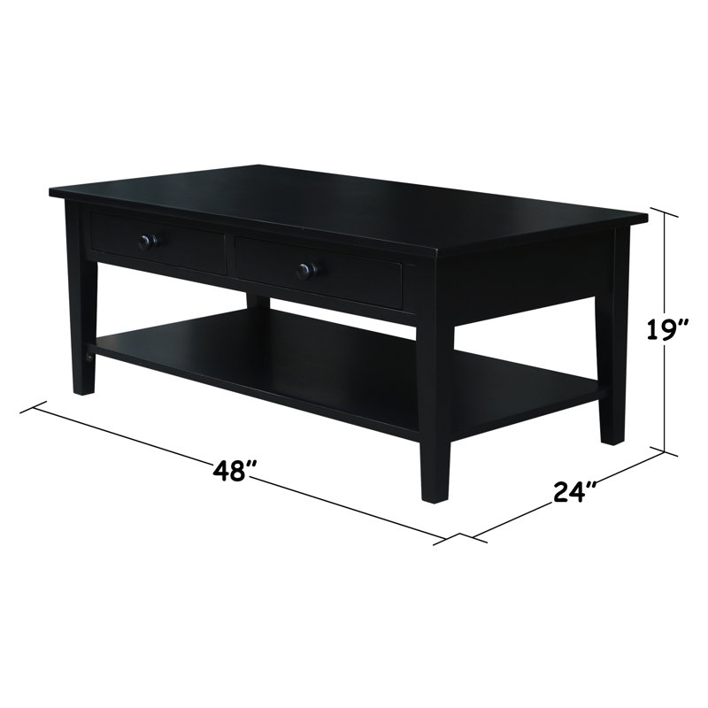 Tillar Solid Wood Coffee Table, Black