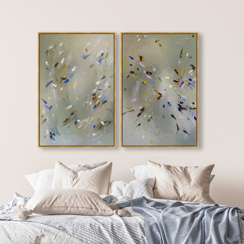 Spontaneous Traces Set Set by Oliver Gal, 110"H x 74"W, Gold Floater Frame
