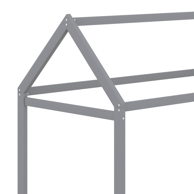 Lit maison en bois, gris