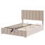 Lit tapissier beige avec système de rangement hydraulique efficace
