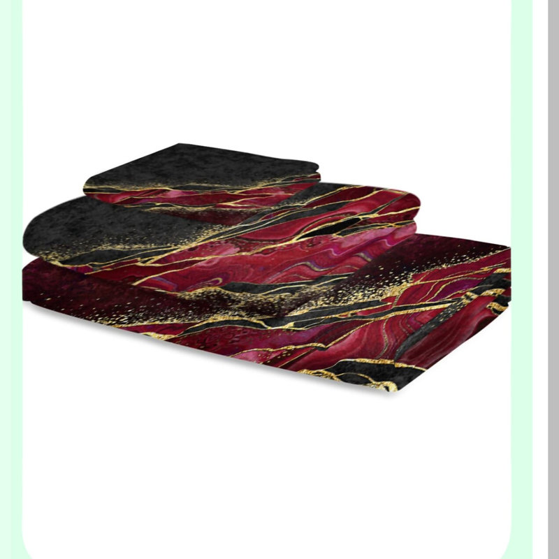 LuxMarble Quick-Dry Gradient Towels - Premium Red Bath Set for Beach, Kitchen, Gym, and Yoga