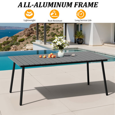 Ensemble de salle à manger en aluminium pour 6 personnes avec chaises à accoudoirs et sans accoudoirs