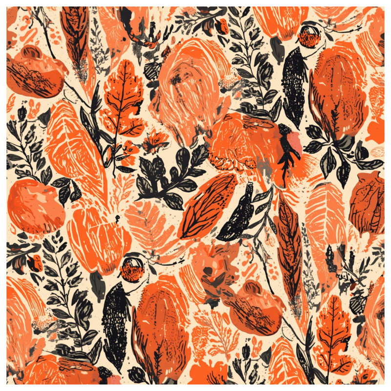 Tapis de bain à motif floral orange, 34in W x 21in L