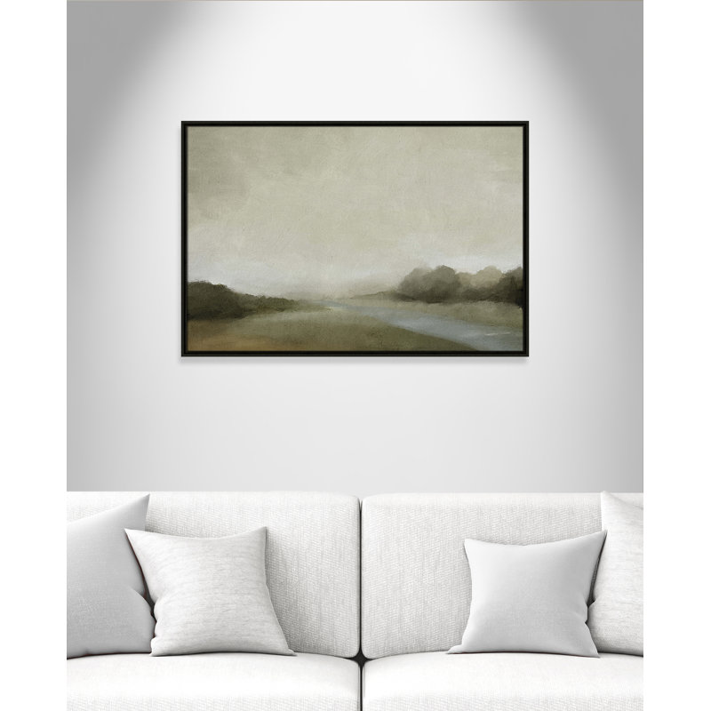 Vanora "Lovers Creek" Watercolor Floater Frame Painting , 25.5" H x 37.5" W, Espresso