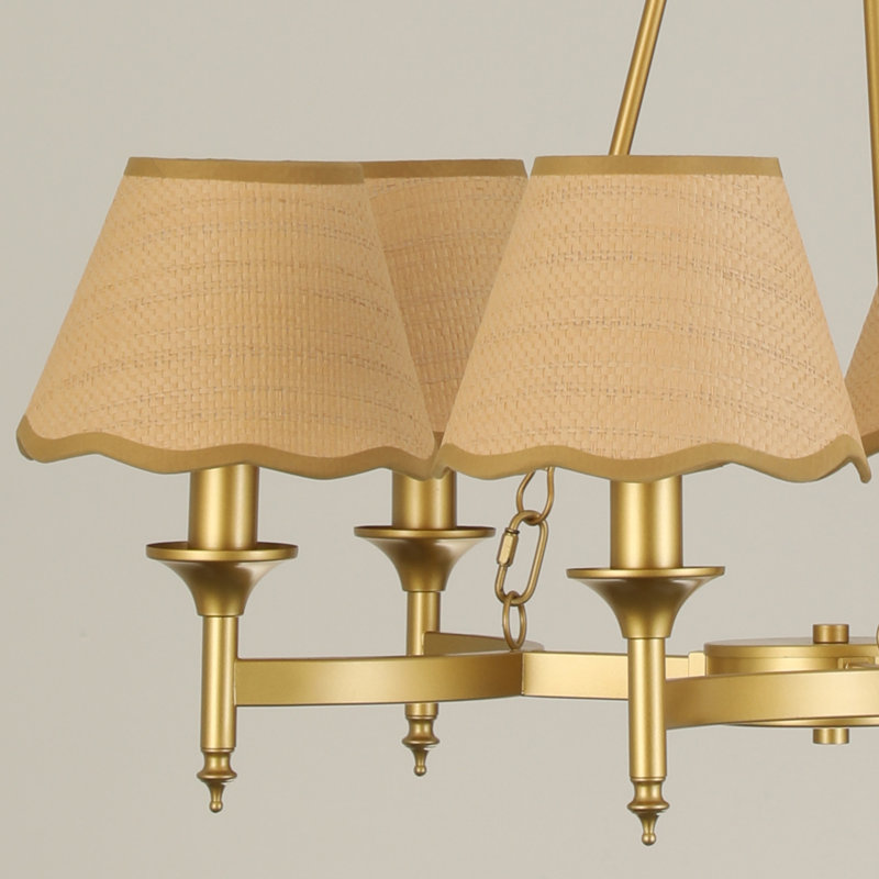6-light Gold Dimmable Traditional Farmhouse Chandelier With Shades And Adjustable Chain For Kitchen Island (set Of 2)