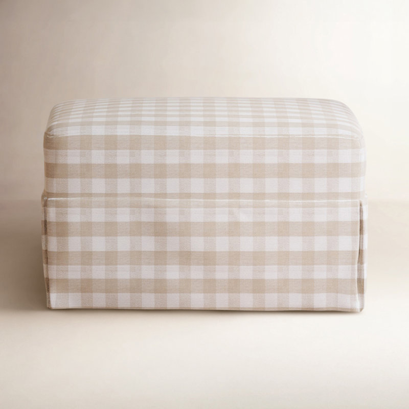 Crawford Ottoman, Tan Gingham