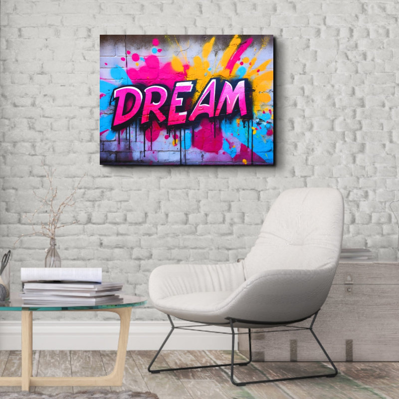 «Neon Graffiti Dream 4» par Stephen Chambers, reproduction sur toile tendue, H 15 po x l 18 po x P 1,5 po