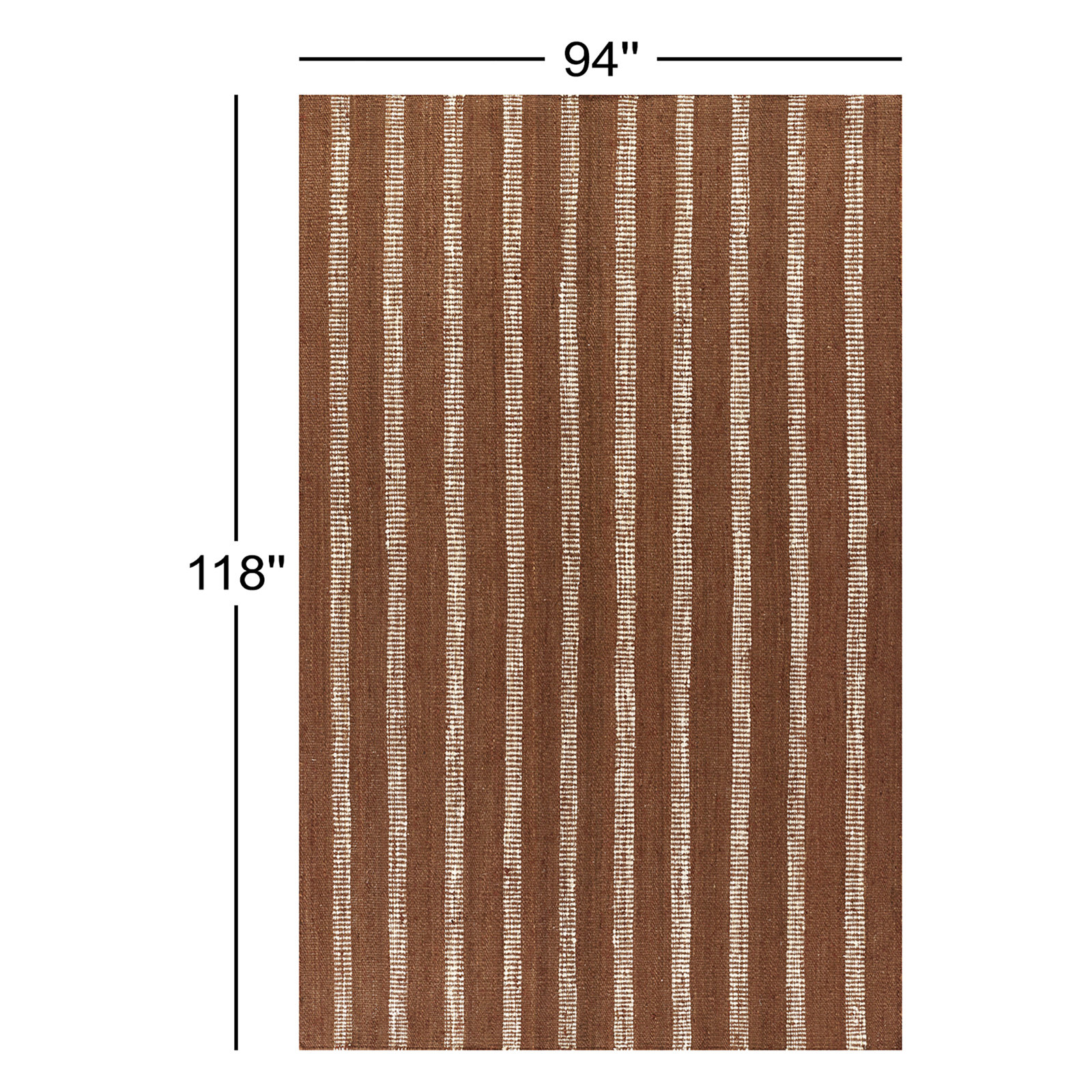 Aadison Rust Hand-Woven Striped Jute Rug, Rectangle 7'10" x 9'10"