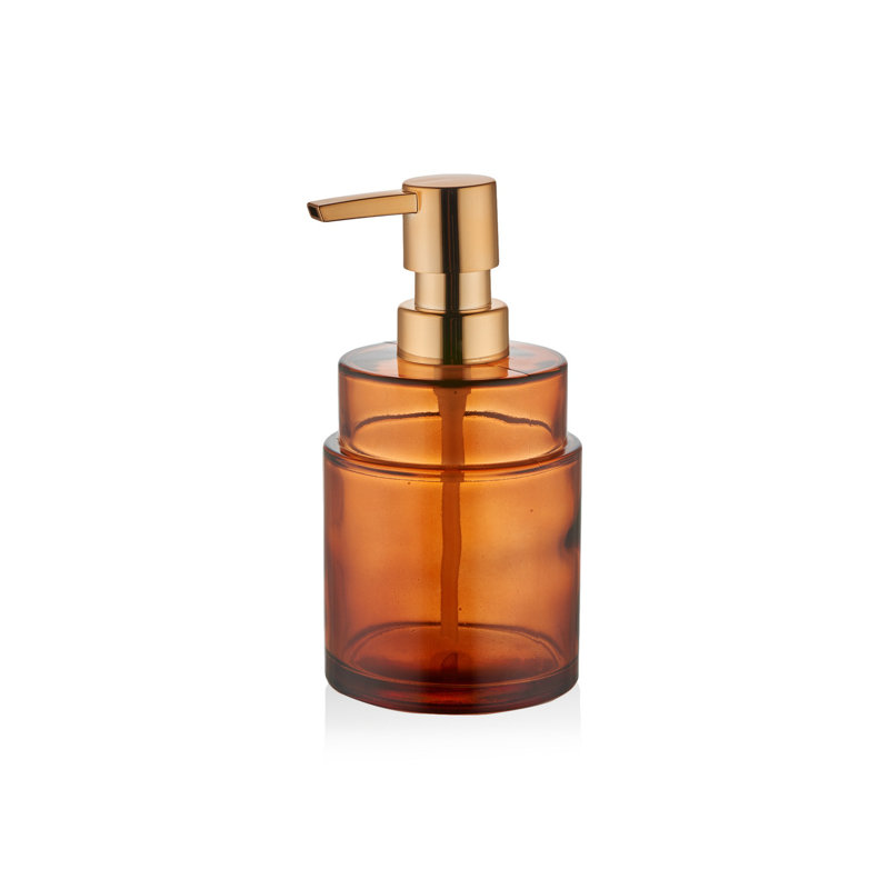 Elegant Glass Soap Dispenser, Orange, 3.5 x 3.5 x 5.9 inches | 100% Glass  for Durability | Perfect for Kitchen & Bathroom Decor, Easy to Refill, Stylish & Functional Design