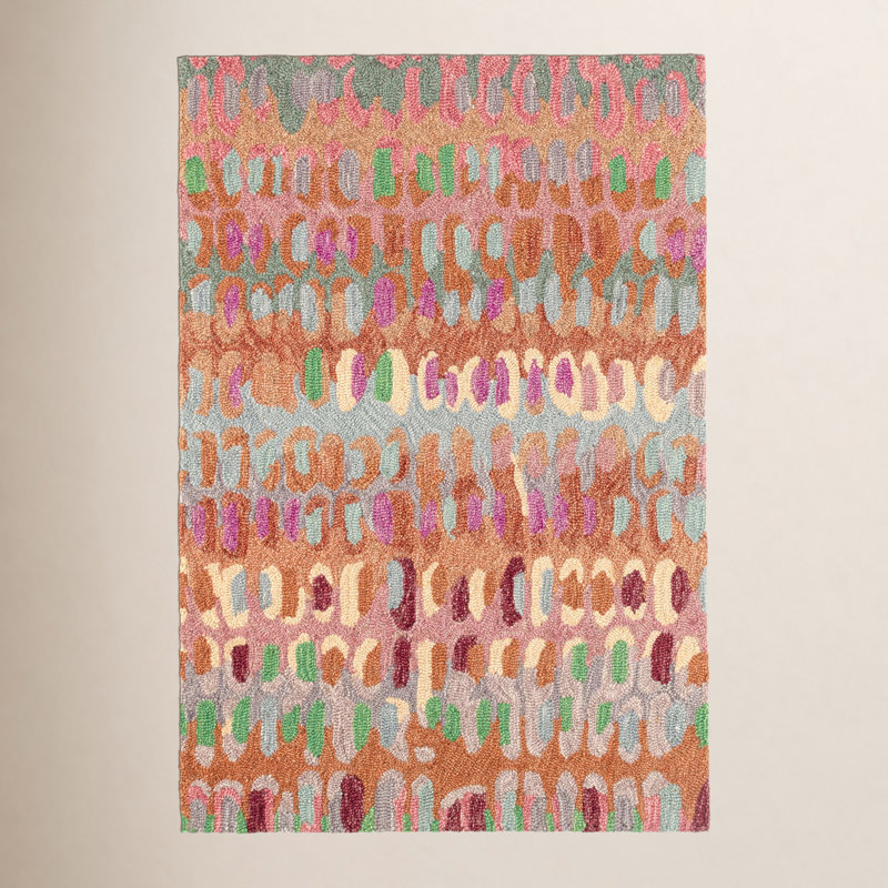 Tapis en laine micro crocheté à la main Paint Chip Clay, Rectangle 3 pi x 5 pi