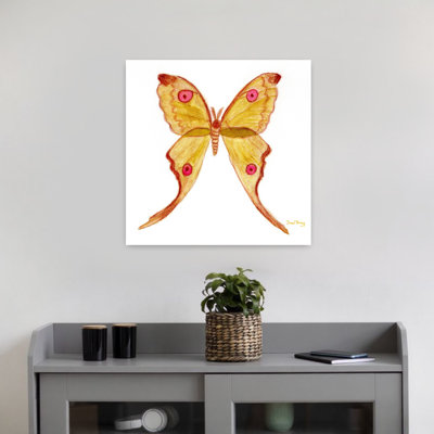Contemporary Art Colorful Delicate Vibrant Fly Moth Wall Art by Janel Bragg - Wrapped Canvas Print