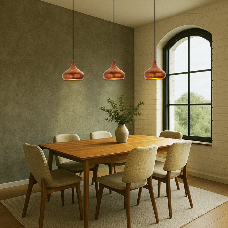 Adjustable Height 3 Lights Teardrop Kitchen Island Pendant, Vintage