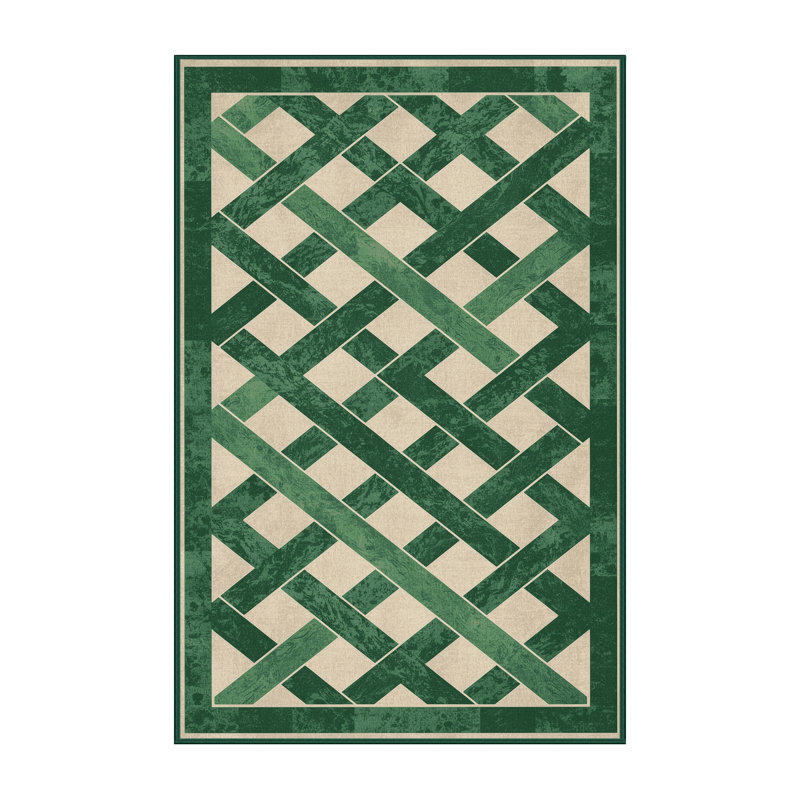 Soft Plush Feliz St Patties Modern & Contemporary Abstract Area Rug in Green – Green Binding, 2x3
