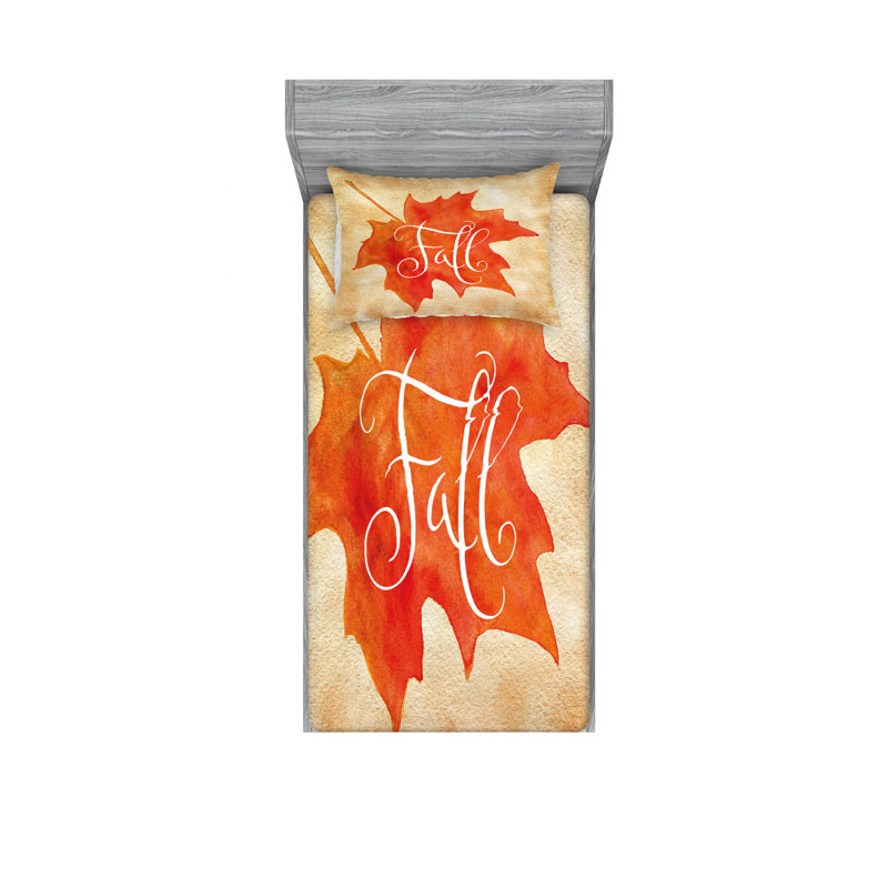 Ensemble de draps Vivid Maple Leaf, Ensemble de draps pour lit simple avec drap-housse