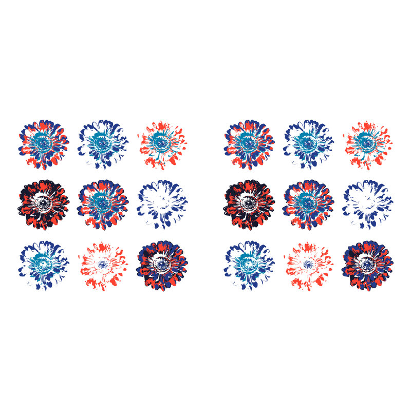 Housse de coussin d’extérieur carrée florale, Bleu / corail, 20 po x 20 po